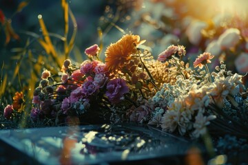 A bouquet of fresh flowers sits on a table