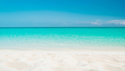 Obraz premium Beach with crystal-clear turquoise water and white sand.