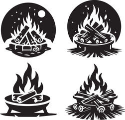 Fototapeta premium Fire pit silhouette, Fire pit icon, Fire pit vector, 