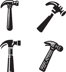 Hammer silhouette, Hammer icon, Hammer vector, 