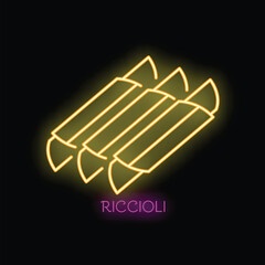 Neon sign of italian pasta variety for restaurant cafe menu or food design