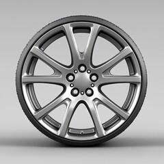 Obraz premium New black shiny alloy wheels rim. light from above, copyspace.