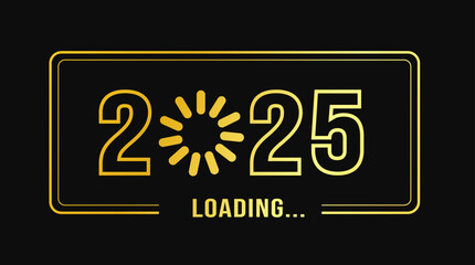 2025 progress loading bar background or banner design template. Happy new year wish golden color loading bar banner design. greeting and new year 2025 celebration banner with loading bar design.