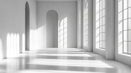 Fototapeta premium Empty Modern White Room Bathed in Natural Light - Made with Generative AI