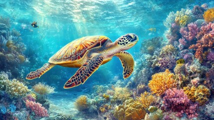 Fototapeta premium Vibrant Marine Life Flourishing in the Caribbean Sea Ideal for Educational and Promotional Use