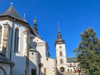 Obraz premium Church of the Holy Trinity and Saint Clara in Stary Sacz, Poland – a Roman Catholic monastery church belonging to the Order of Poor Clares.
