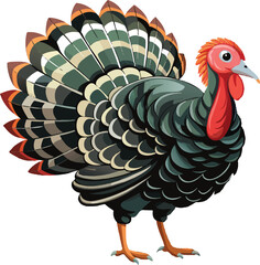 Cute and coloring turkey bird image icon 