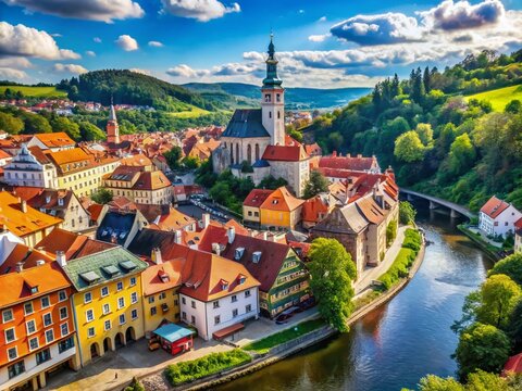 Scenic view of Cesky Tesin, showcasing beautiful architecture and serene riverside landscapes