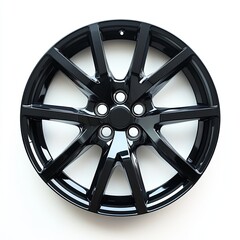 Obraz premium aluminum auto die-cast disc wheel, eight spokes, black with polishing coating. alloy wheel