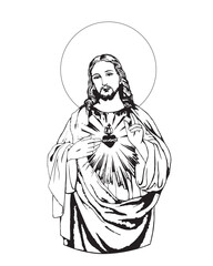 Naklejka premium Sacred heart of Jesus Illustration Christian religious vector
