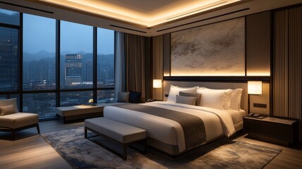 Modern Hotel Bedroom.