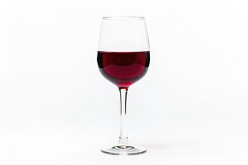 A glass of red wine on a simple white background, perfect for use in product photography or branding materials