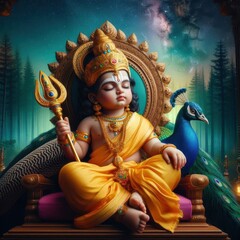 Fototapeta premium Cute Lord Murugan | Lord Kartikeya 