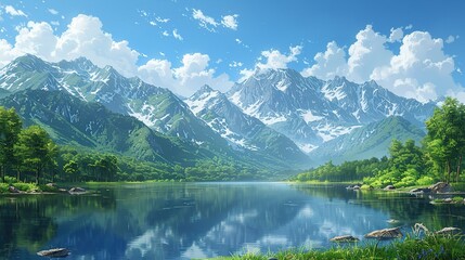 Fototapeta premium Gorgeous Natural Landscape Scenery Background: A Captivating Visual Feast. Discover the Tranquility and Beauty.