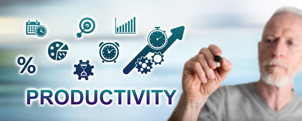 Man drawing productivity concept