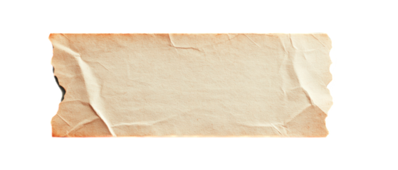A piece of aged, beige masking tape or adhesive paper with wrinkled and torn edges. The tape appears to be slightly crumpled and has a textured, vintage look. Generative AI
