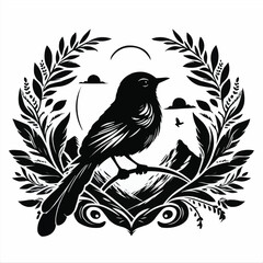 bird image shilotte black and white with white background