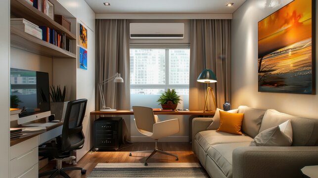 Tranquil Workspace Nook in Minimalist Living Room Setting
