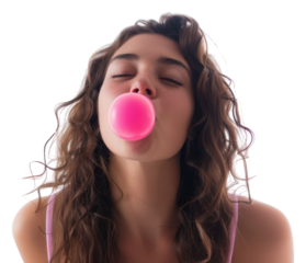 PNG Young woman blows off portrait adult gum.