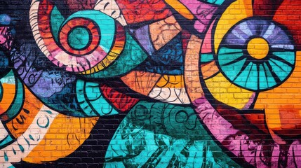 Vibrant Street Art Mural Showcasing Urban Creativity on a Brick Wall