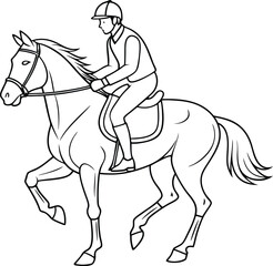 Equestrian sports line art silhouette illustration on white background.