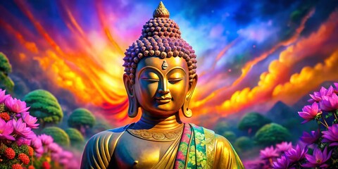 Obraz premium Serene Buddha Wallpapers for Tranquil Spaces, Meditative Environments, and Spiritual Inspiration