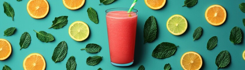Refreshing pink drink surrounded by oranges and mint leaves, perfect for summer gatherings and vibrant party visuals.