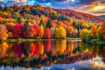 Fototapeta premium Serene Fall Nature Desktop Backgrounds with Vibrant Colors and Tranquil Landscapes for Autumn Vibes