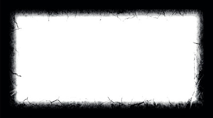 a black color square frame on a white background, a square frame with black and white grunge effect paint,