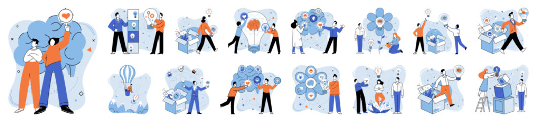 Thinking process vector illustration. Imagination is heartbeat creative mind, driving strategic success Effective problem-solving requires well-crafted plan and creative thinking process Innovation