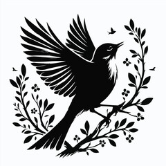 bird image shilotte black and white with white background