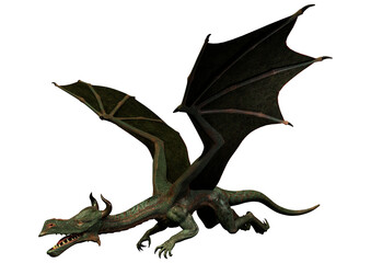 3D Rendering Fairy Tale Dragon on White