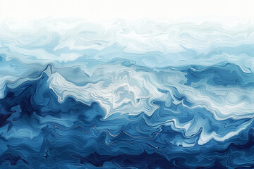 Obraz premium Abstract representation of ocean waves in deep blue hues with dynamic swirling motion, evoking the power and beauty of water in a contemporary artistic style.