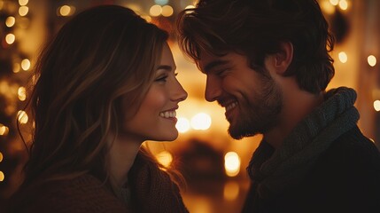 a cozy home setting with a fireplace, couples sharing a quiet moment as the new year begins, christmas eve