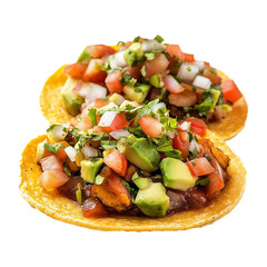 Tostadas Isolated on Transparent Background, Flat Bowl-shaped Tortilla Deep Fried toasted Mexican Dish