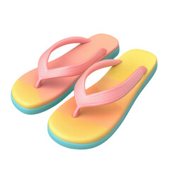 Fototapeta premium Colorful flip-flops on a white isolate background. on transparent cutout, PNG file
