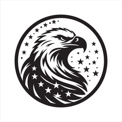 Naklejka premium Eagle Head in Circular Frame Professional Silhouette Vector