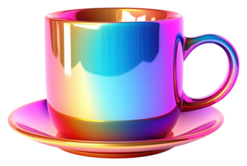 PNG Icon iridescent coffee mug saucer.