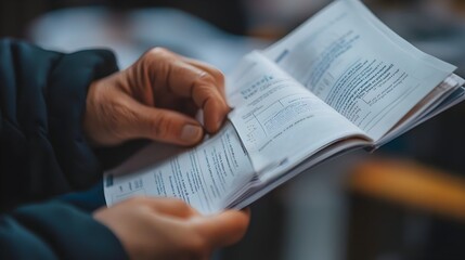 Close-up Image of Voter Guide Booklet with Flipping Hand Highlighting Informed Decisions