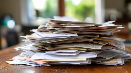 Financial Strain: Heap of Overdue Utility Bills Illustrating Household Debt Challenges