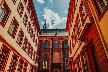 Fototapeta premium Beautiful old architecture in the city of Heidelberg against the blue sky