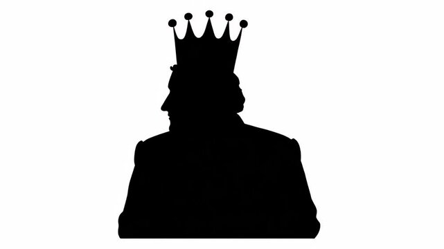 crowned silhouette of a male monarch, representing the concept of royal lineage and the selection of a successor to the throne