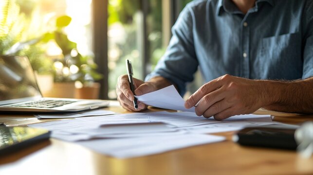 Expert Financial Advisor Reviewing Debt Negotiation Documents - Debt Settlement Process and Finance Management Concept