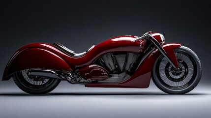 This deep red motorcycle is a symbol of luxury, featuring an elegant design, a powerful engine, and special features that make every ride a unique experience. 