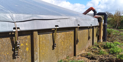 Danish slurry tank building at a cattle farm in Denmark