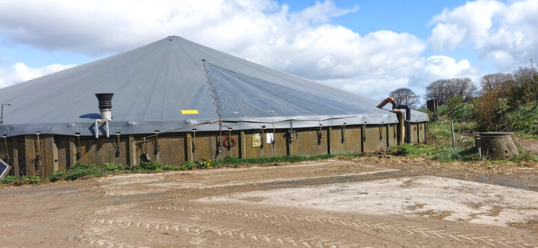 Danish slurry tank building at a cattle farm in Denmark