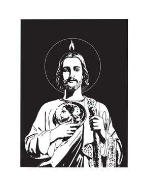 Saint Jude Thaddeus apostle of Jesus Christ Illustration Catholic religious vector