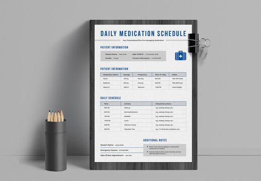 Daily Medication Schedule Template Layout
