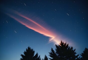 Fototapeta premium Streaks of light shooting across a dark night sky