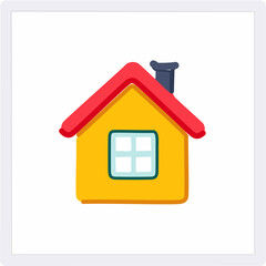 Vector icon of yellow house on white background. Flat style design.